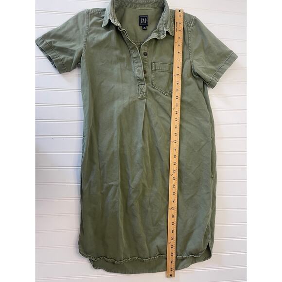 Gap Green Popover Utility Dress Collar Pockets - Size Women's XS - Picture 4 of 8